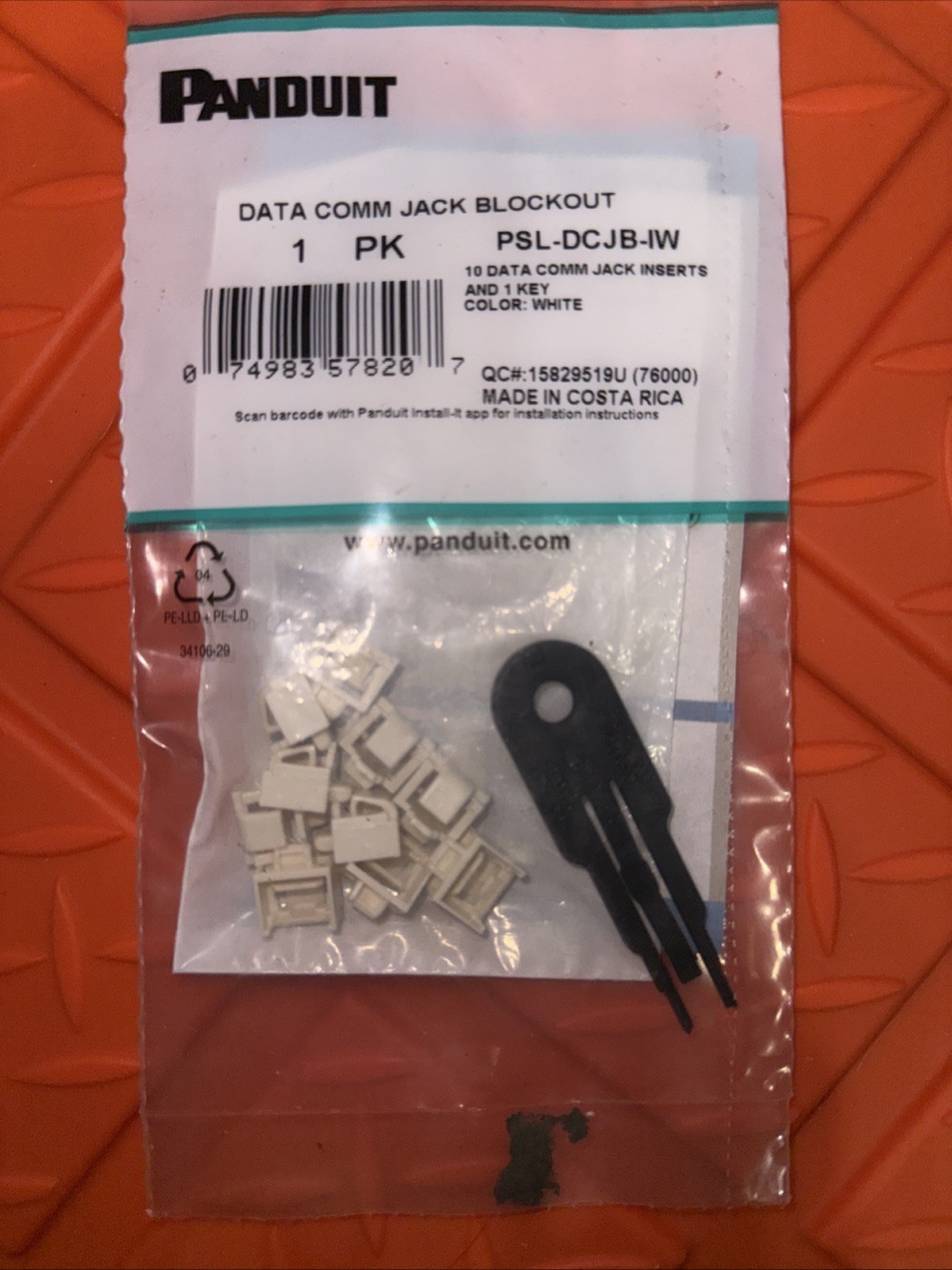 Panduit Port Blocker PSL-DCJB-IW  1 pack quantity of 10 jack inserts w/key