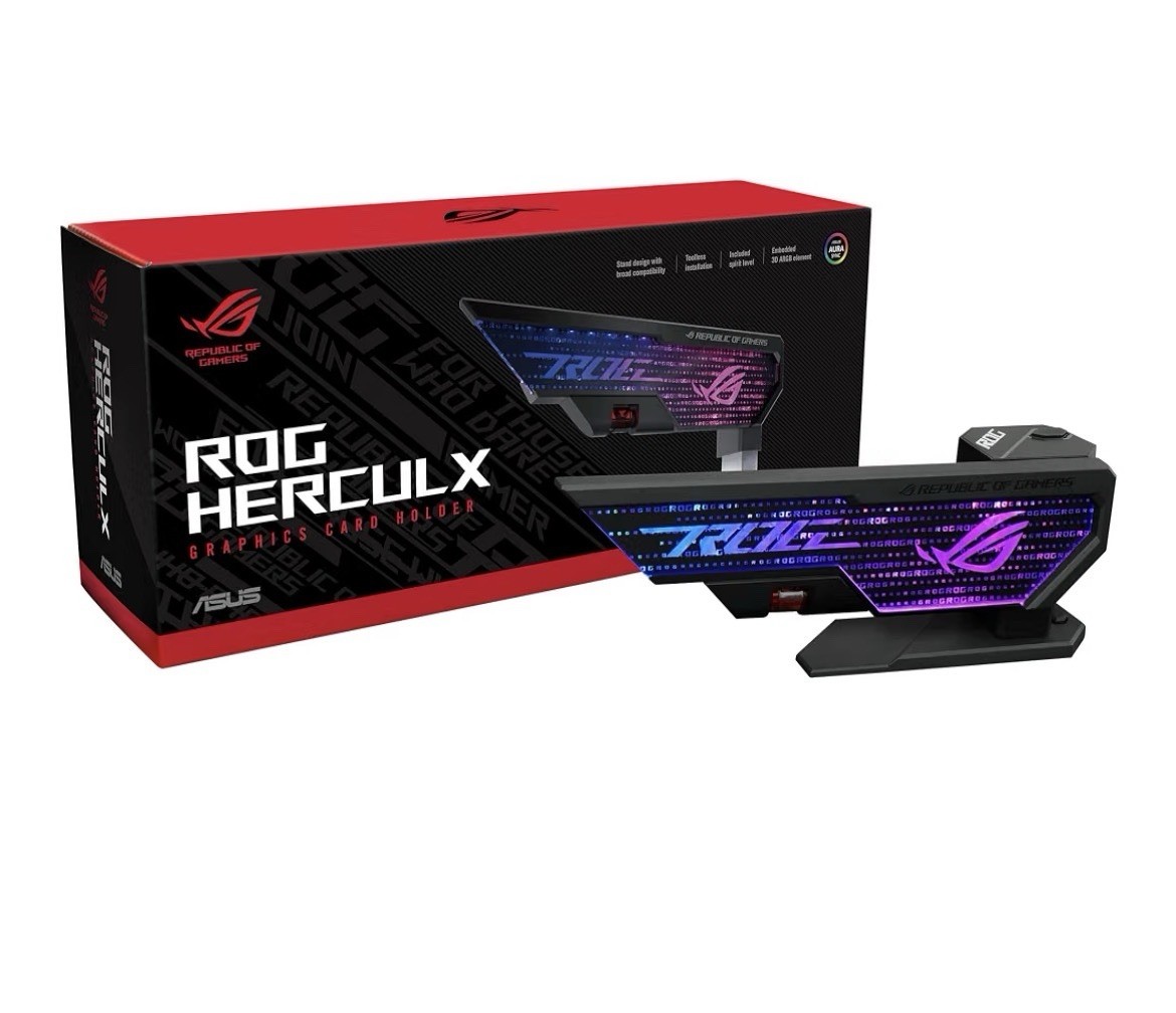 ASUS ROG Herculx GPU Anti-Sag Holder, Solid Zinc Alloy, Toolless Installation
