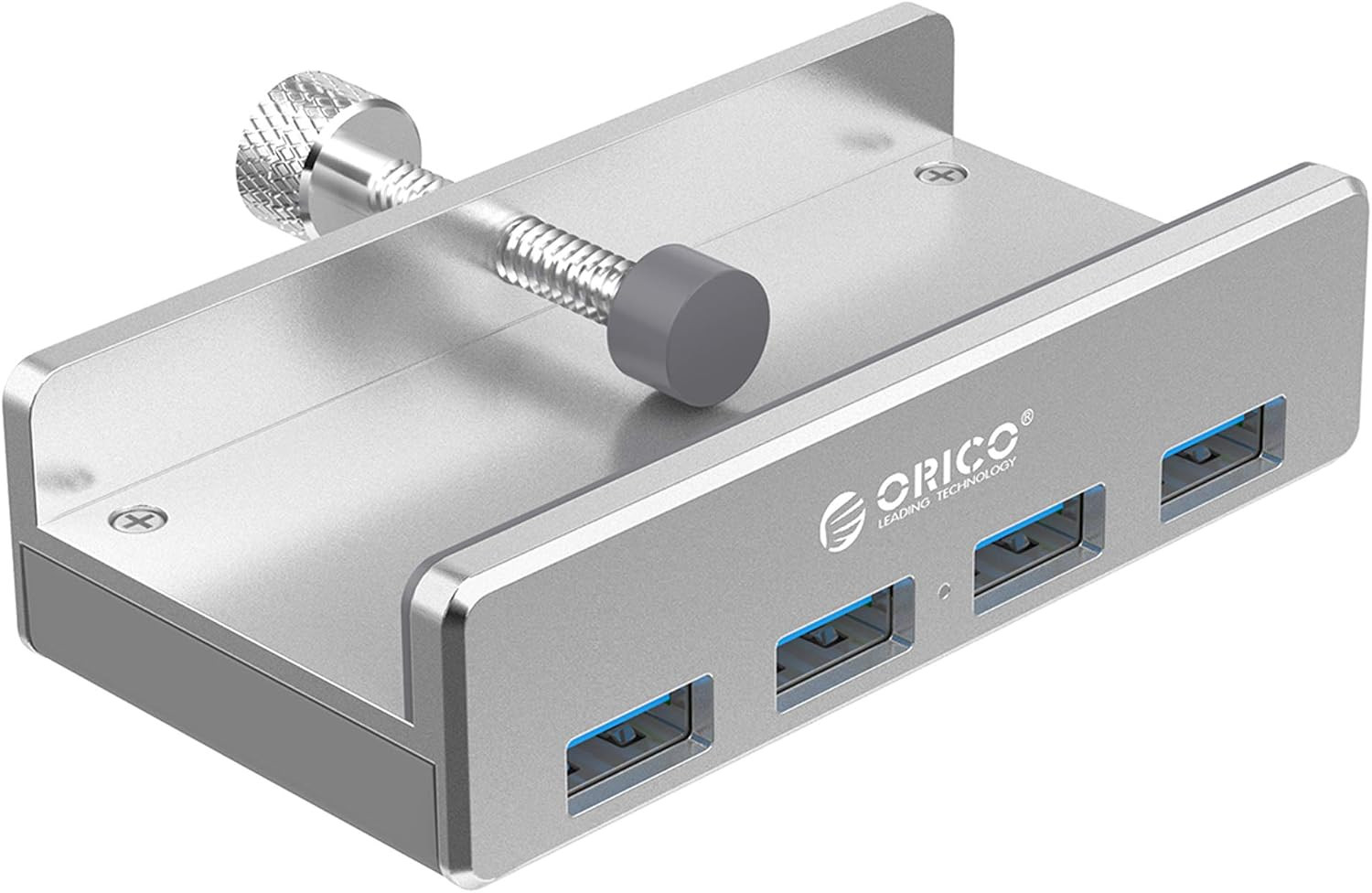 USB 3.0 Hub Clamp Adapter, Aluminum 4-Port USB Splitter with Extra Power