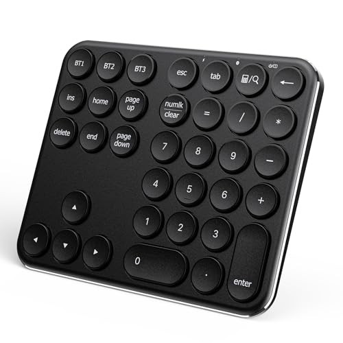 iClever Bluetooth Number Pad, Multi-Device Wireless Numeric Keypad, USB-C Rechar