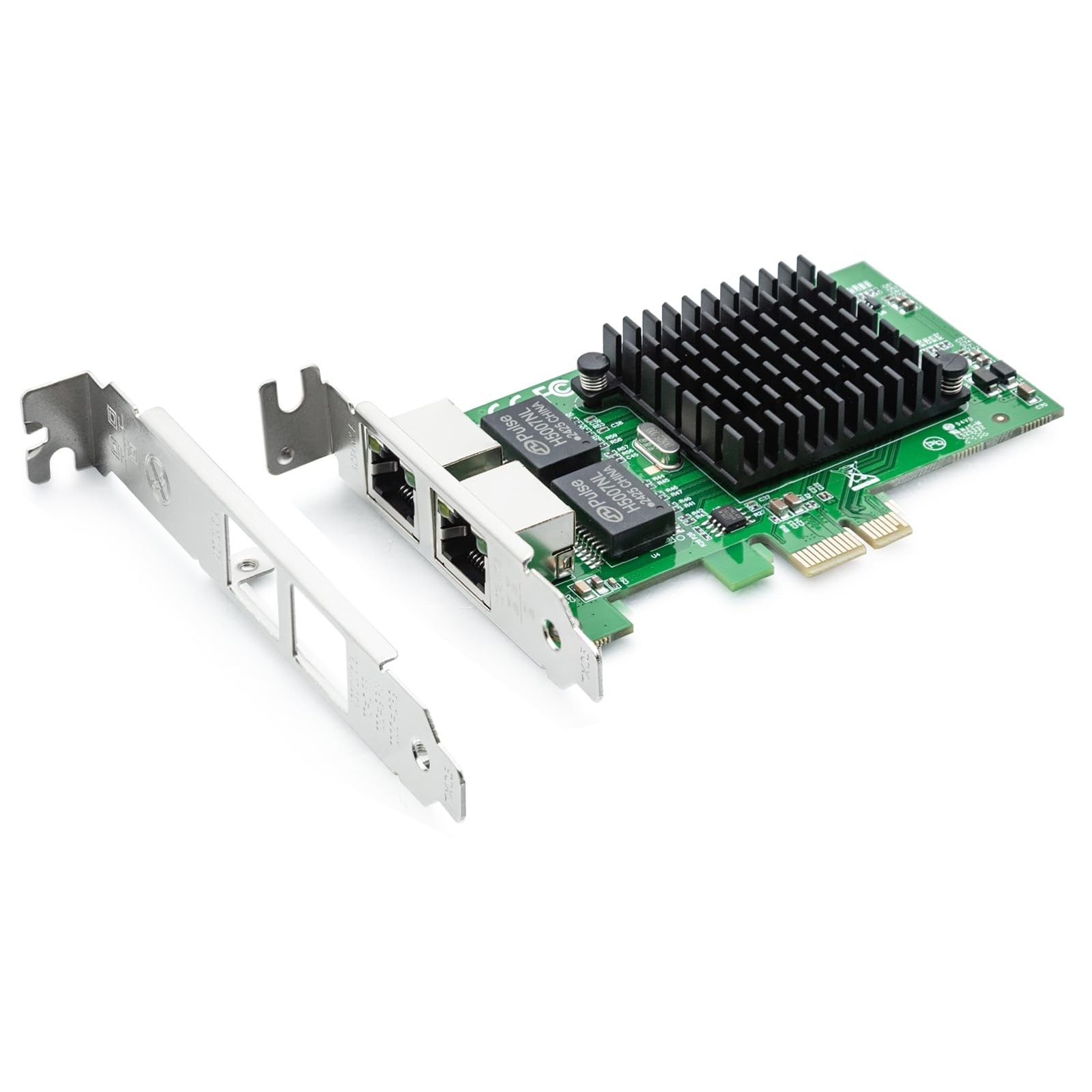Dual Gigabit Network Card, Intel 82576 Chip, 2 RJ45 Ports, PCIe Low Profile, Eth