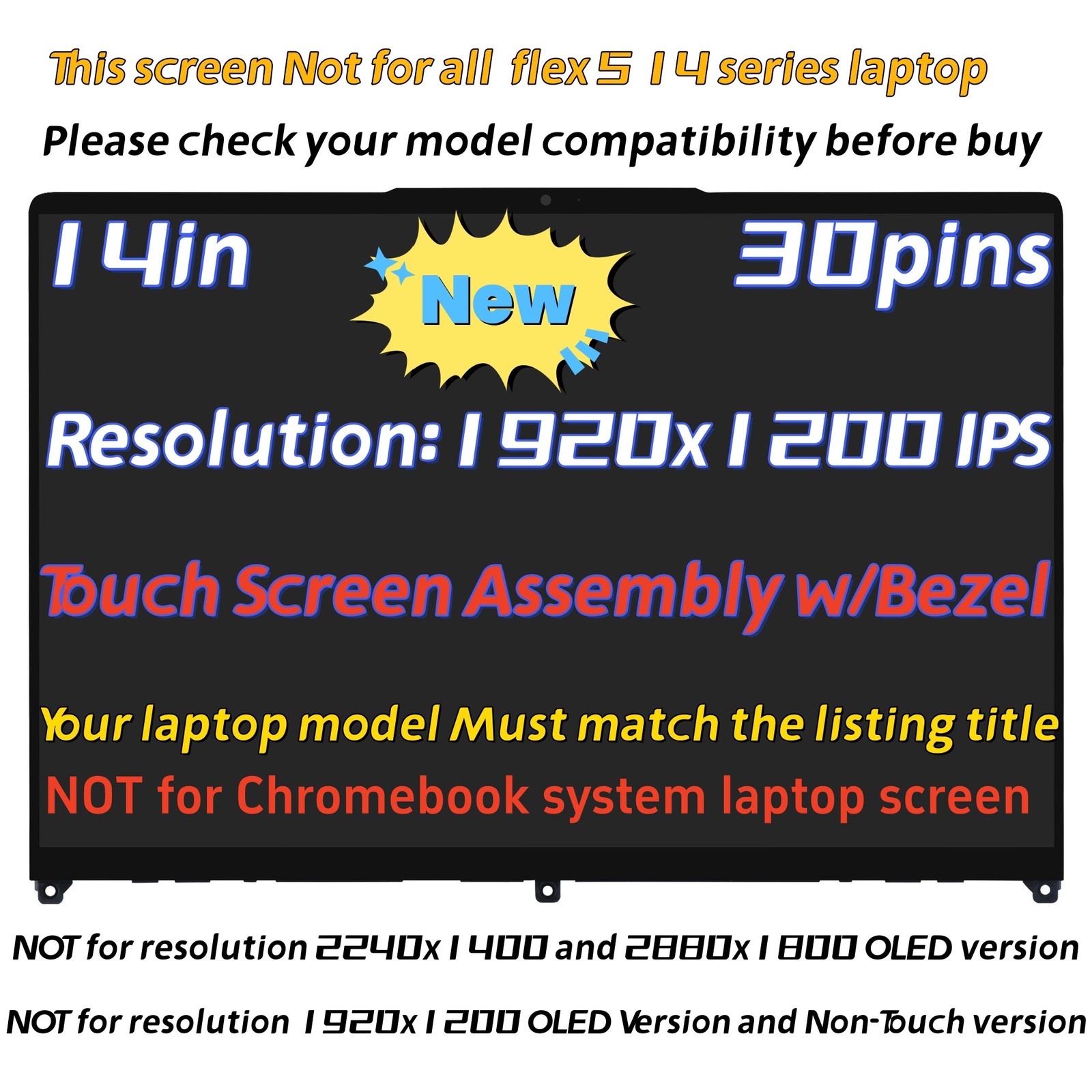 M140NW4D R4 HW 1.1 For Lenovo IdeaPad Flex 5 14ABR8 82XX LCD Touch Screen WUXGA