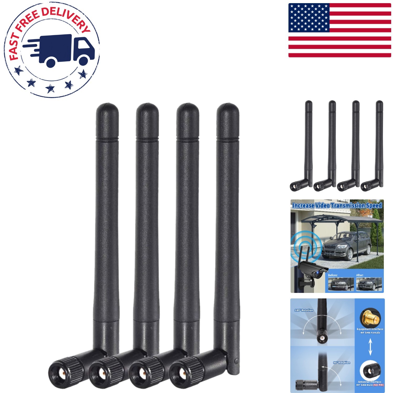 Versatile 4-Pack RP-SMA 3dBi Dual Band WiFi Antennas for Max Signal Strength