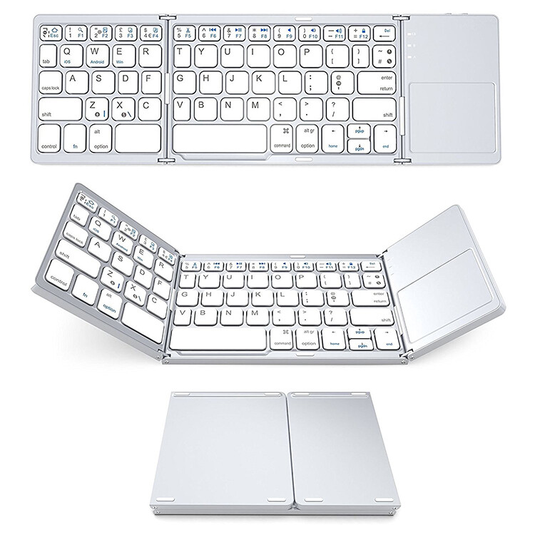 MOJO-HOME Bluetooth Wireless Folding Keyboard with Touchpad SILVER