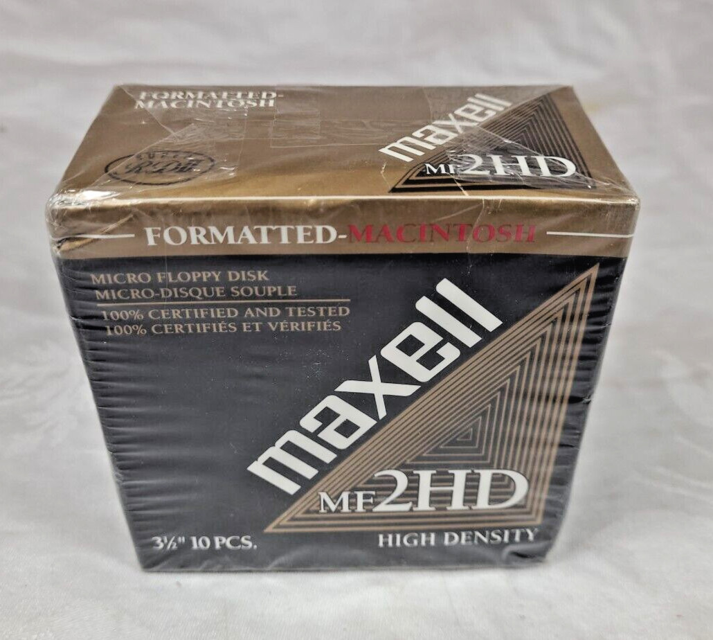 10 NEW - Maxell Mf2HD High Density 3 1/2" Floppy Discs Formatted for Macintosh