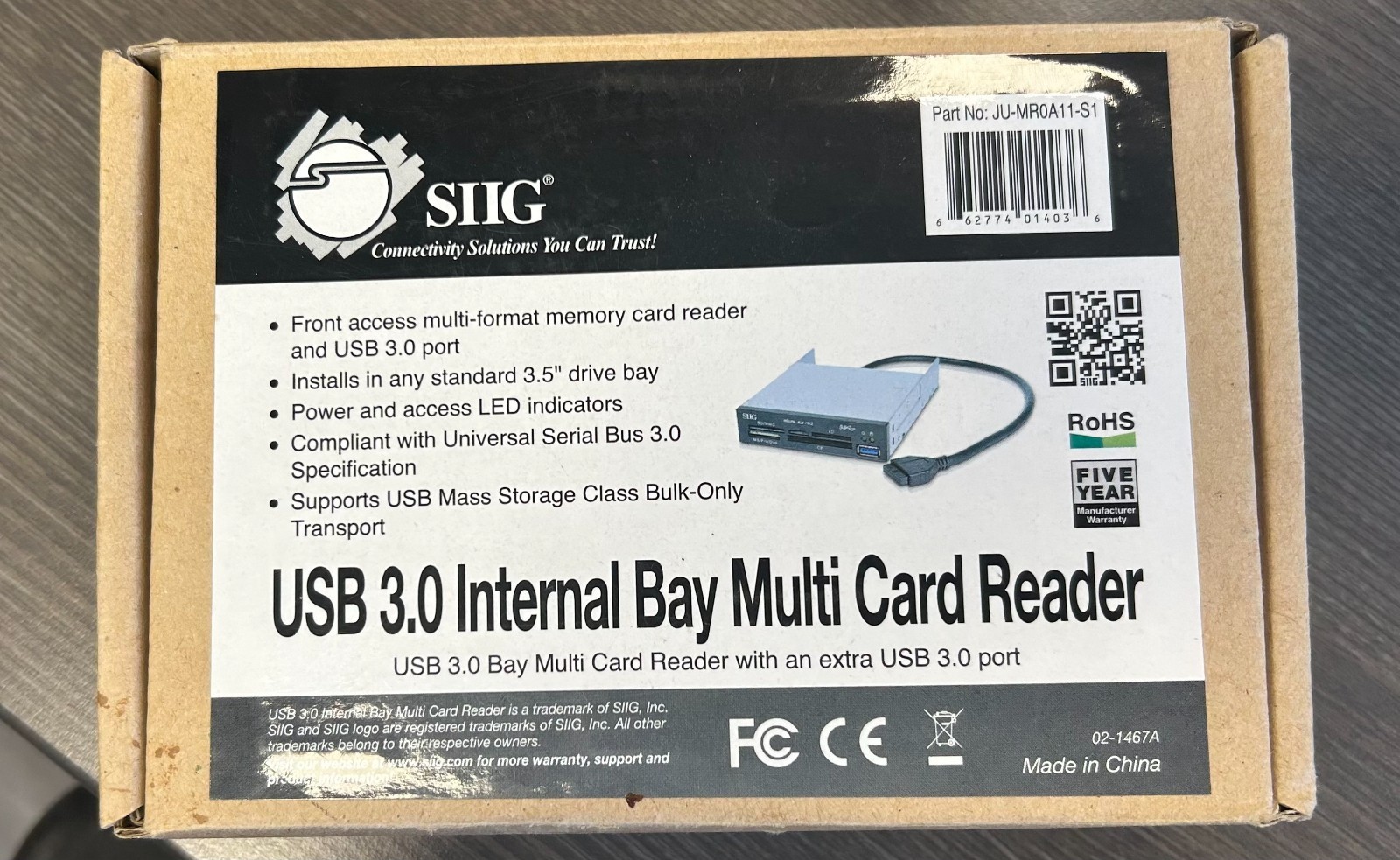 SIIG USB 3.0 Internal Bay Multi Card Reader - With Extra USB 3.0 Port