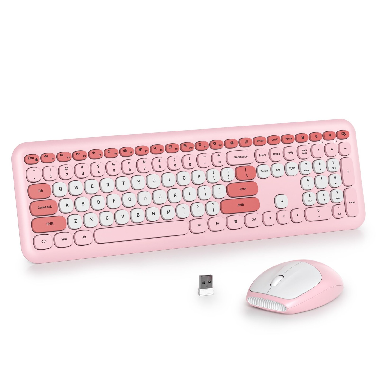 iRoboosta Pink Colorful Wireless Keyboard and Mouse Full Size, Gradient
