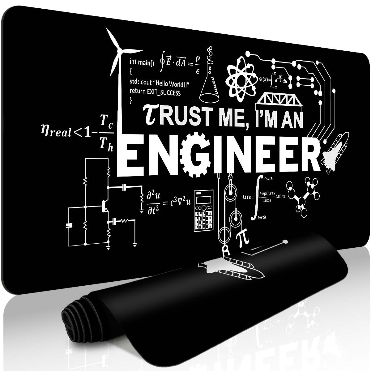 1pc Extended Gaming Mouse Pad and Computer Desk Keyboard Mat - ENGINEER Patter