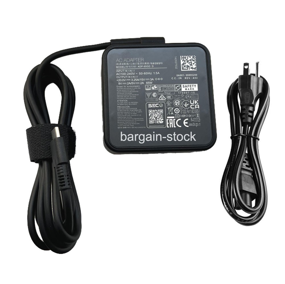 65W AC Power Adapter For MSI Summit E13 E14 E16 Flip Evo USB-C Laptop Charger