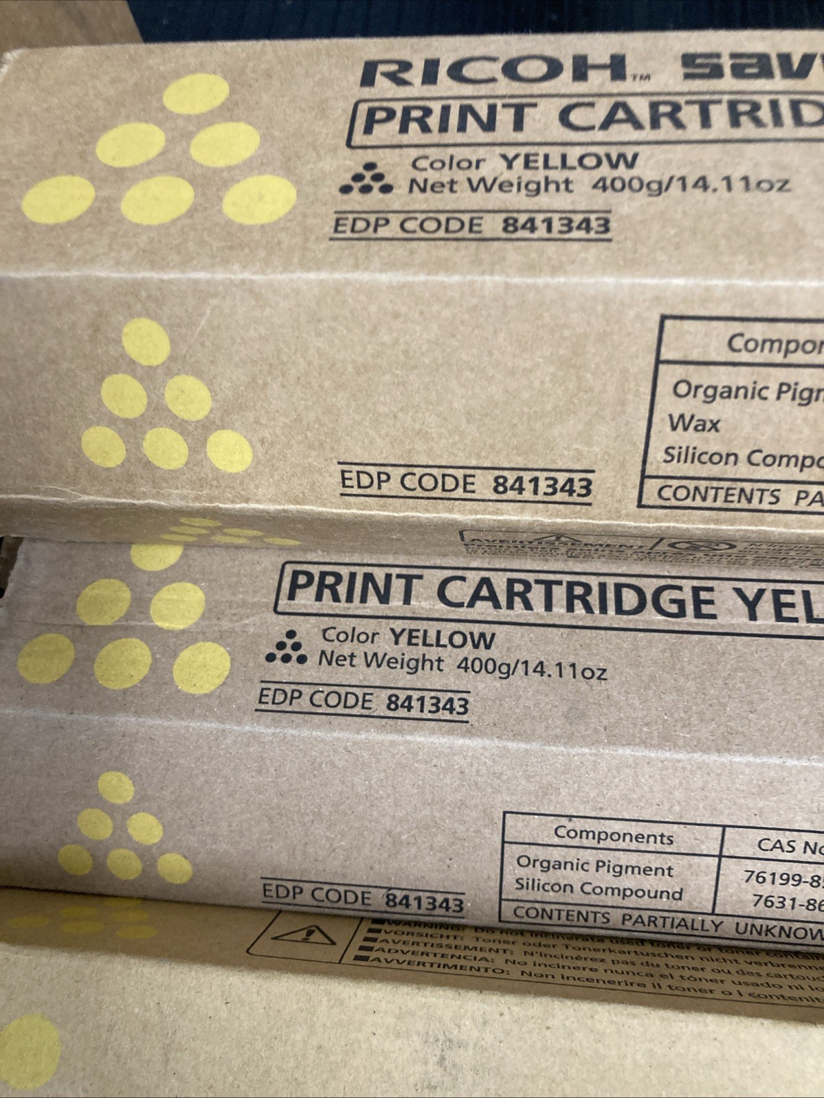 Genuine Ricoh Savin Lanier 841343 Yellow Toner Ctg for Lanier LD-435C Series