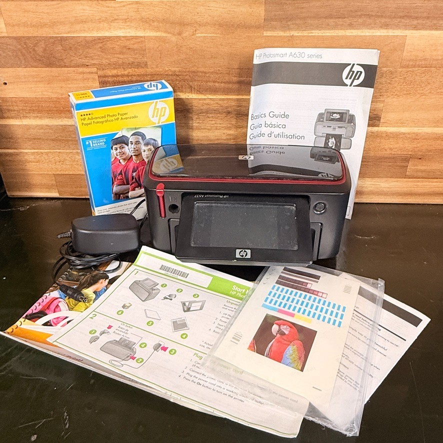 HP Photosmart A637 Compact Photo Printer Tested Powers On Paper Manuals