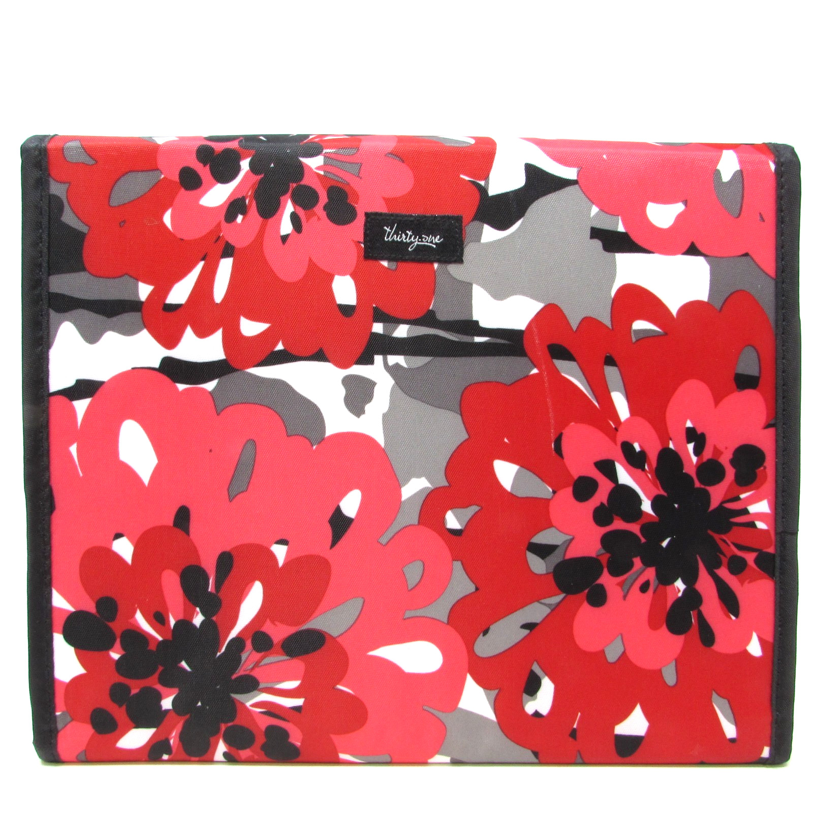 Thirty-One 31 Tri-Fold Organizer Tablet Case Red Bold Bloom Pockets Zip 8"x10"