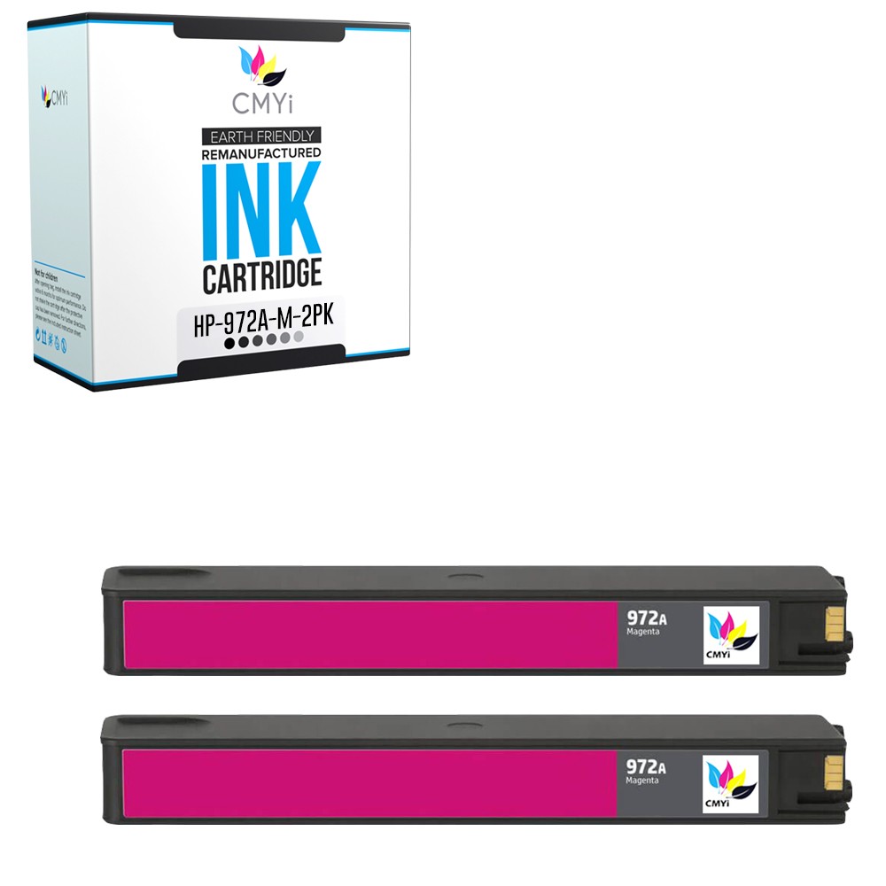 2-Pack Compatible CMYi 972A Magenta Ink Cartridges for HP PageWide Pro 577dw MFP