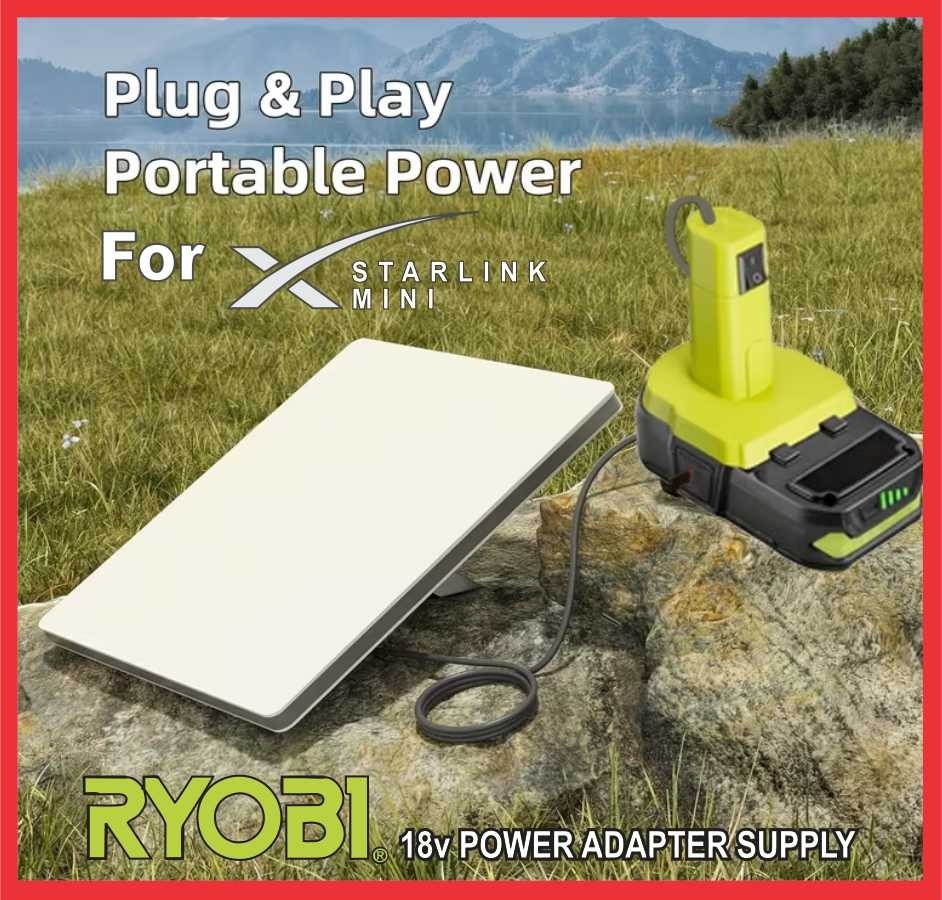 Starlink Mini DC Power Adaptor Cable for Ryobi One+ 18v Battery