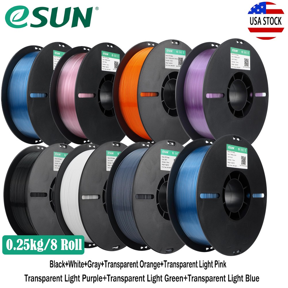 0.25KG/8 Roll eSUN PETG Basic 8 Colors Bundles PETG 3D Printer Filaments 1.75mm