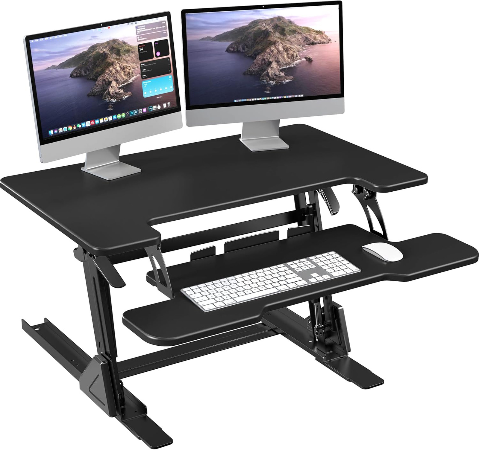 36 Inch Height Adjustable Sit to Stand Desk Converter Black Ergonomic Monitors