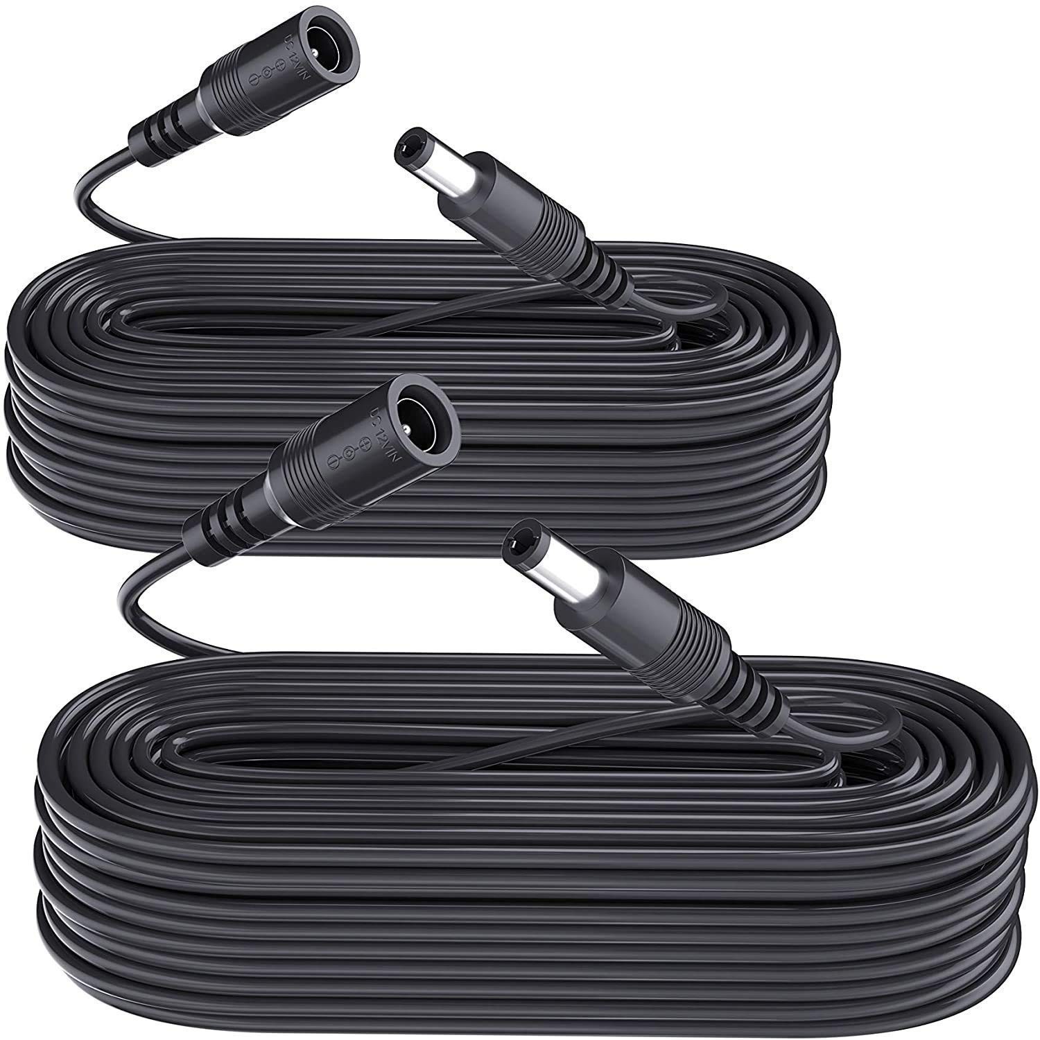 Pack 33ft 12V DC Extension Cable 5.5mm x 2.1mm Male to Female Pure Copper CCTV