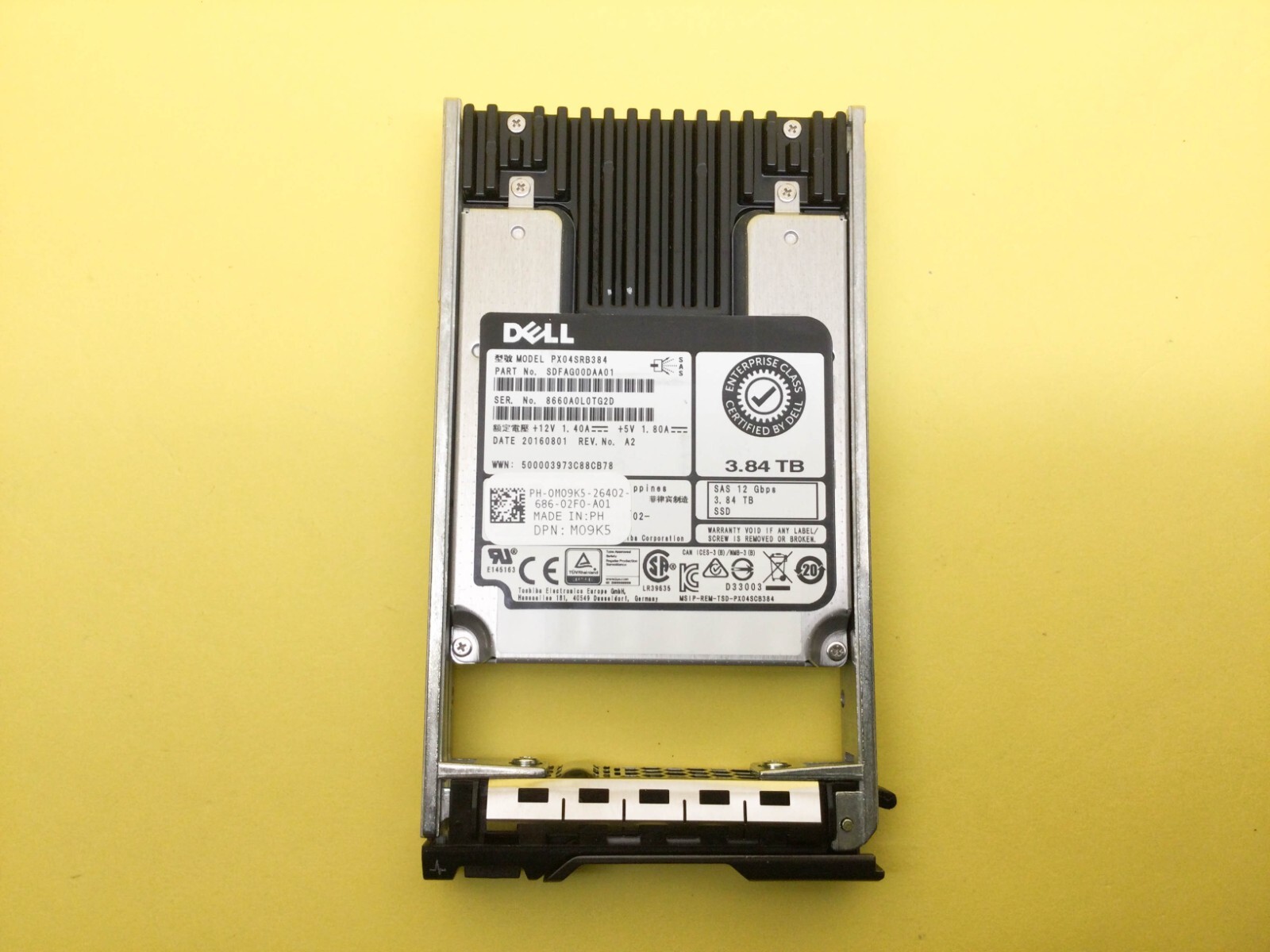 M09K5 Dell 3.84TB SAS 12Gb/s Read Intensive 2.5'' SSD 0M09K5 PX04SRB384