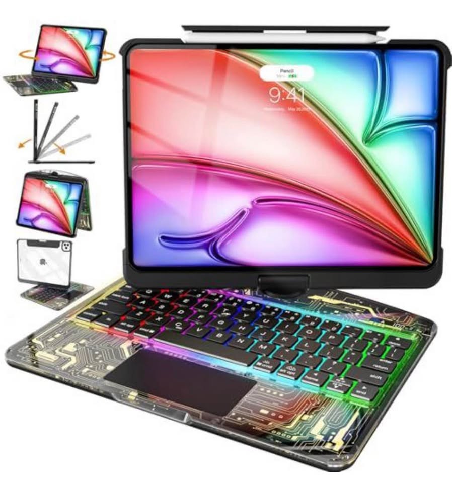 Intermerge Transparent Case with Keyboard for iPad Air 11"(M4/ M3/ M2, 2026/2...