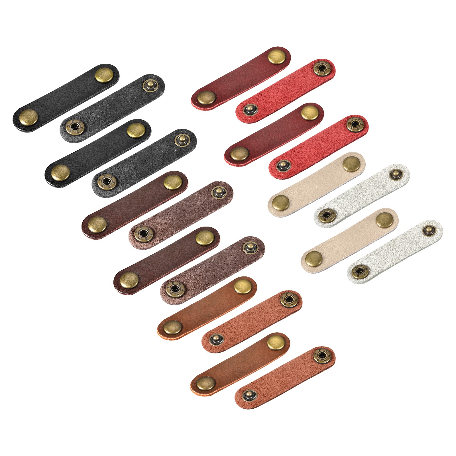 Leather Cable Straps Cord Organizer Cable Ties, 5 Colors, 20pcs