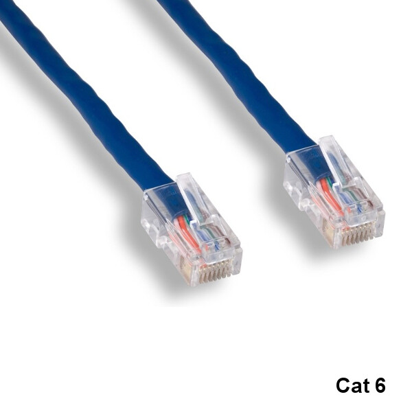 KNTK Blue 25ft Cat6 UTP Non-Booted Ethernet Patch Cable 24AWG 550MHz Networking