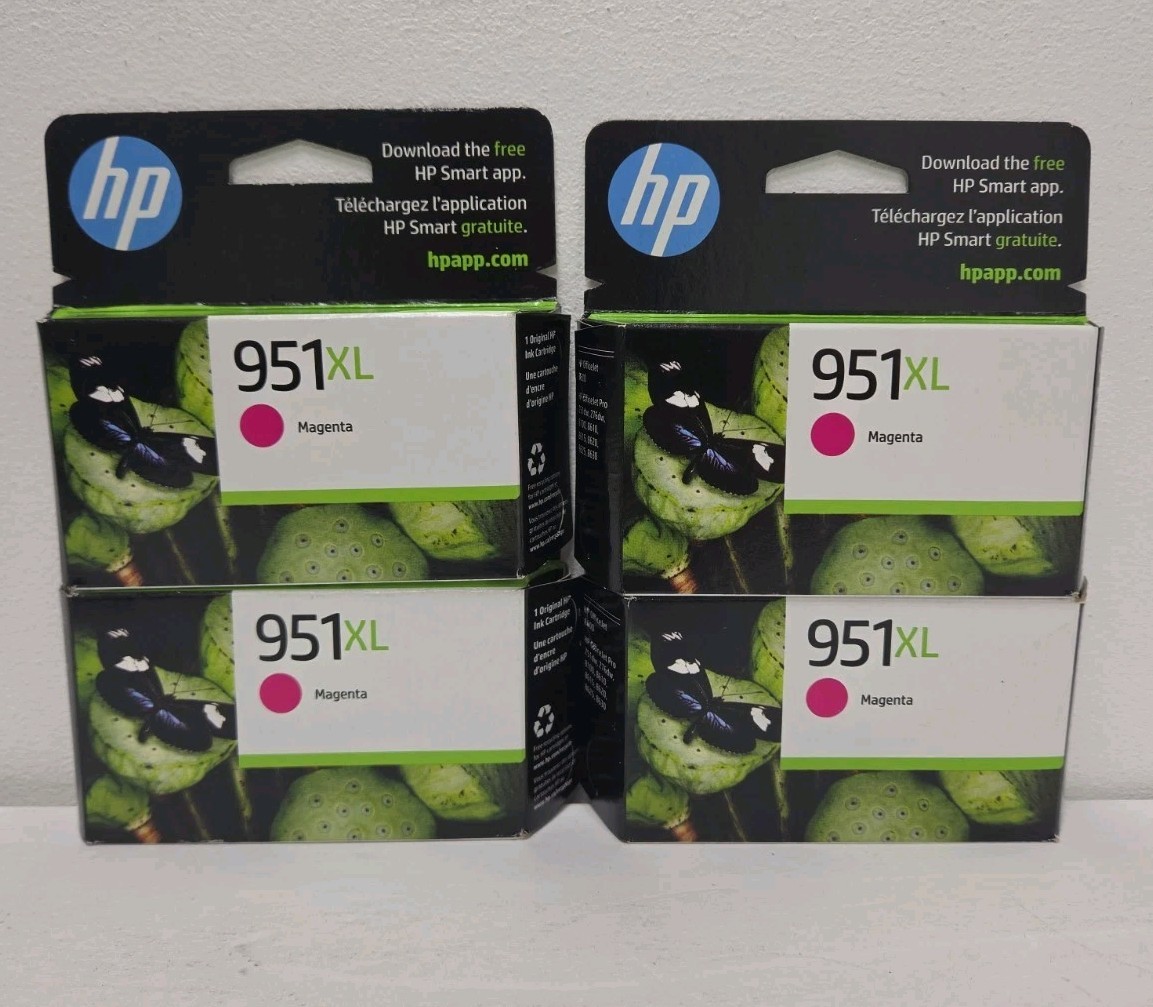 Lot 4 HP 951XL Printer Ink Cartridge Magneta New Sealed Genuine CN047A Exp 9/27