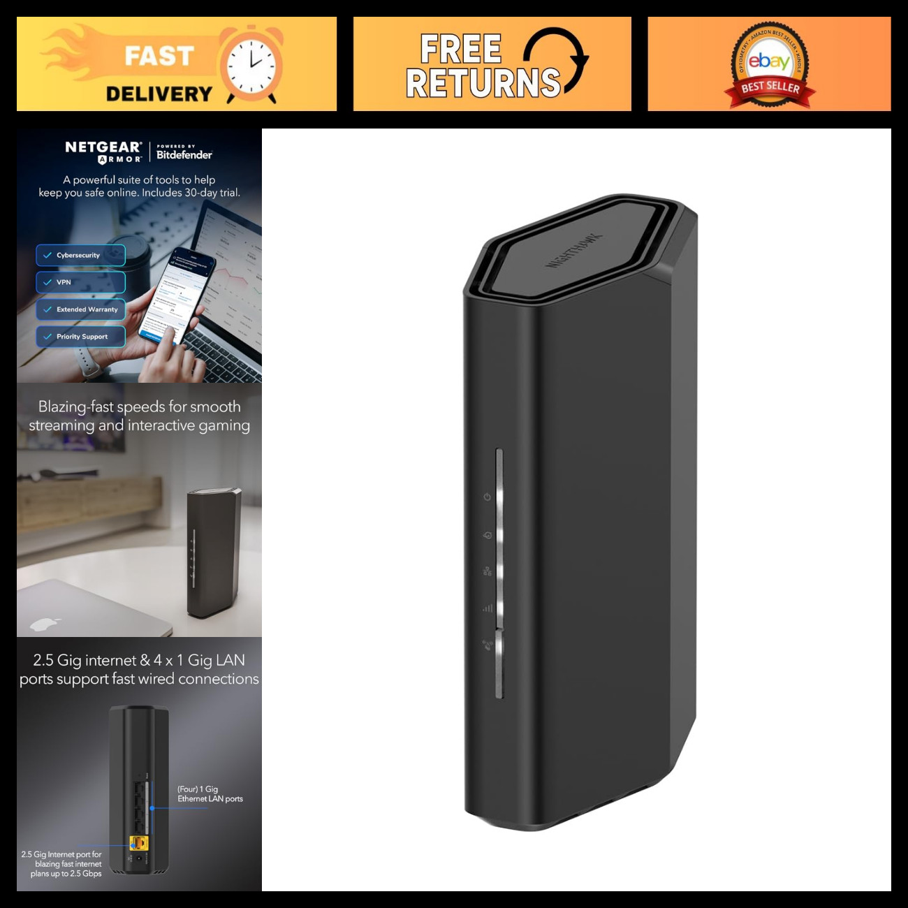 WiFi 7 Router, High-Speed 3.6 Gbps, Covers Up to 2,000 sq ft, Dual-Band Connecti