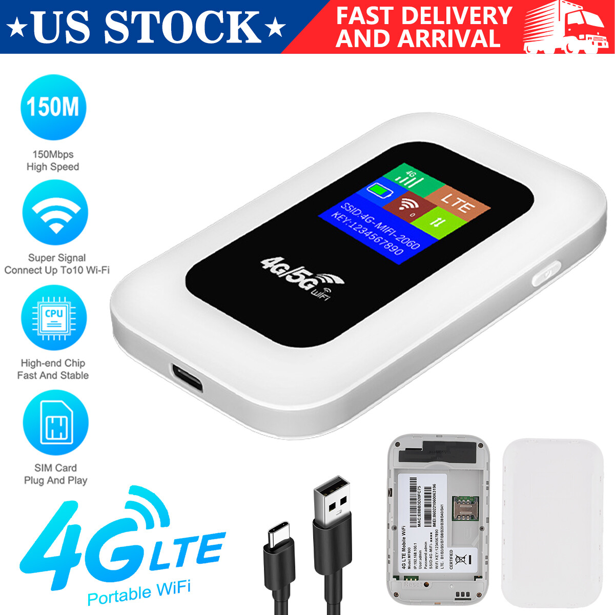 Wireless Unlocked 5G LTE Mobile Broadband Wifi Routers Portable Modem Hotspot US