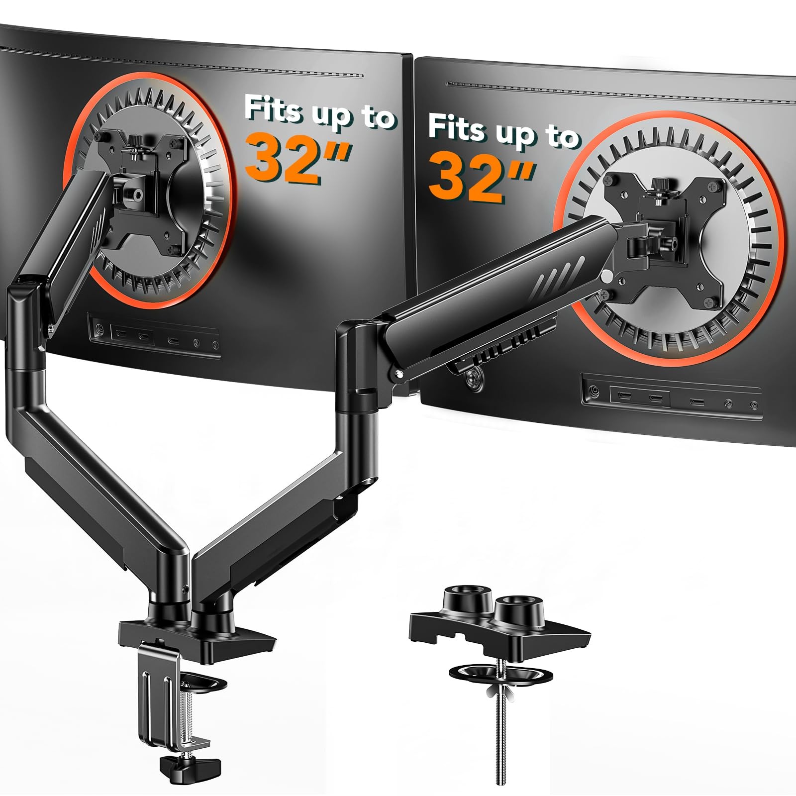 ErGear Dual Monitor Arm - Adjustable Mount for 13-32" Screens, 19.8 lbs Load