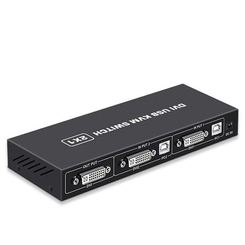 2 in1 DVI KVM Switch 4K 60Hz Two Computers Shared USB Keyboard Mouse Printer
