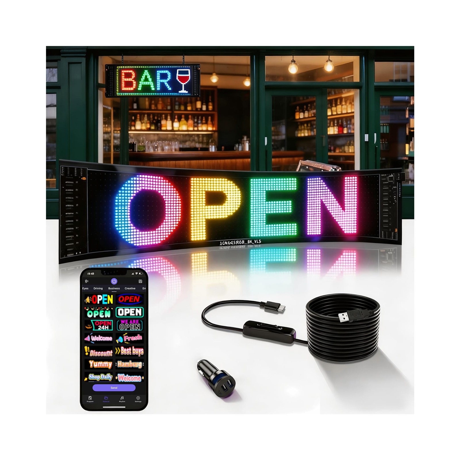 Jdvootd Multifunctional Bright 1Pcs Programmable Led Car Sign For Windshield -