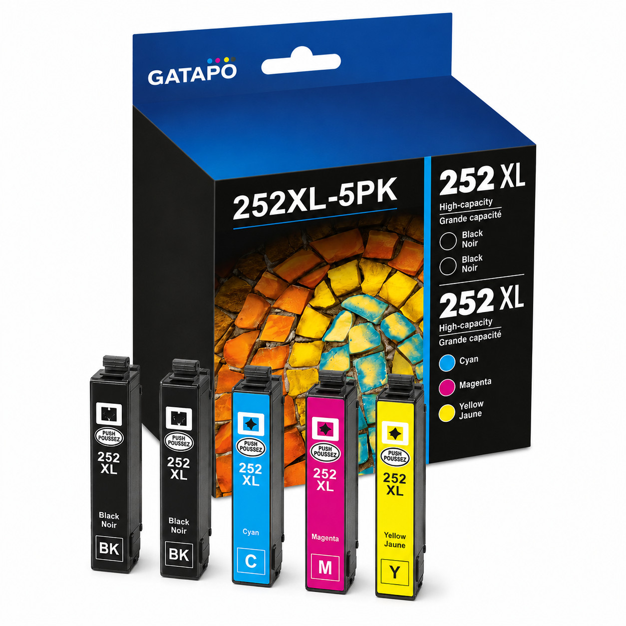 252XL-5PK Ink Cartridge for  252 Ink work with WF-3620 WF-3640 WF-7110
