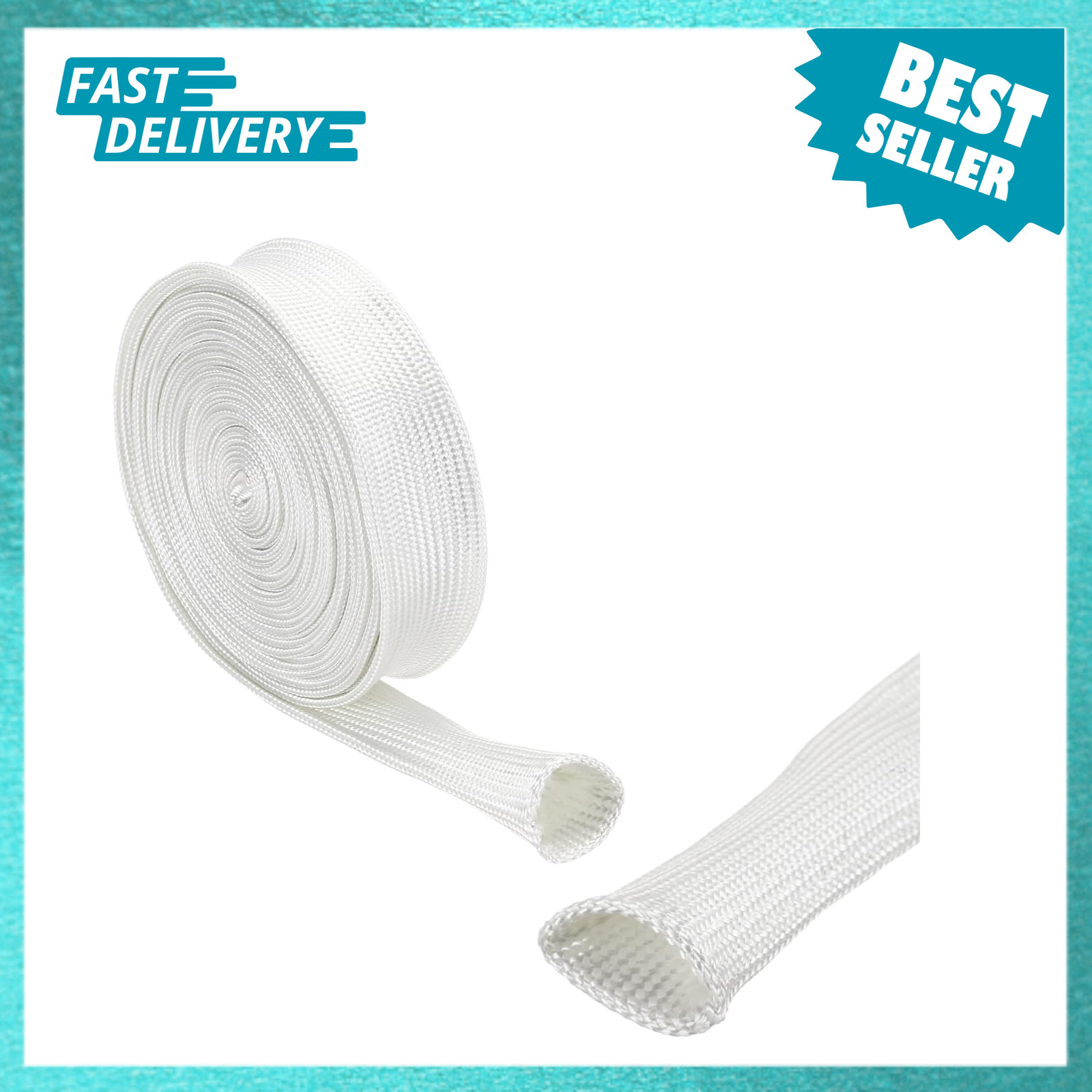Insulation Braid Sleeving 3mm Fiberglass Heat Wrap 5m White High Temperature耐热线套