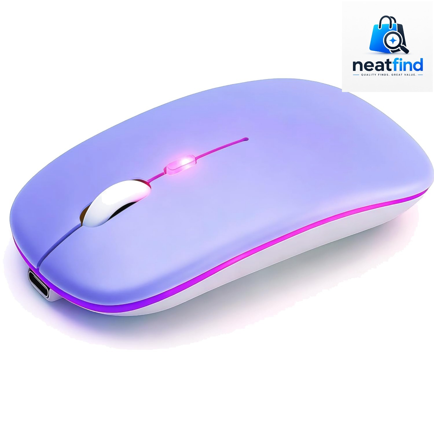 Elegant Wireless Bluetooth Mouse in Purple – Dual Mode, Silent Click Technology