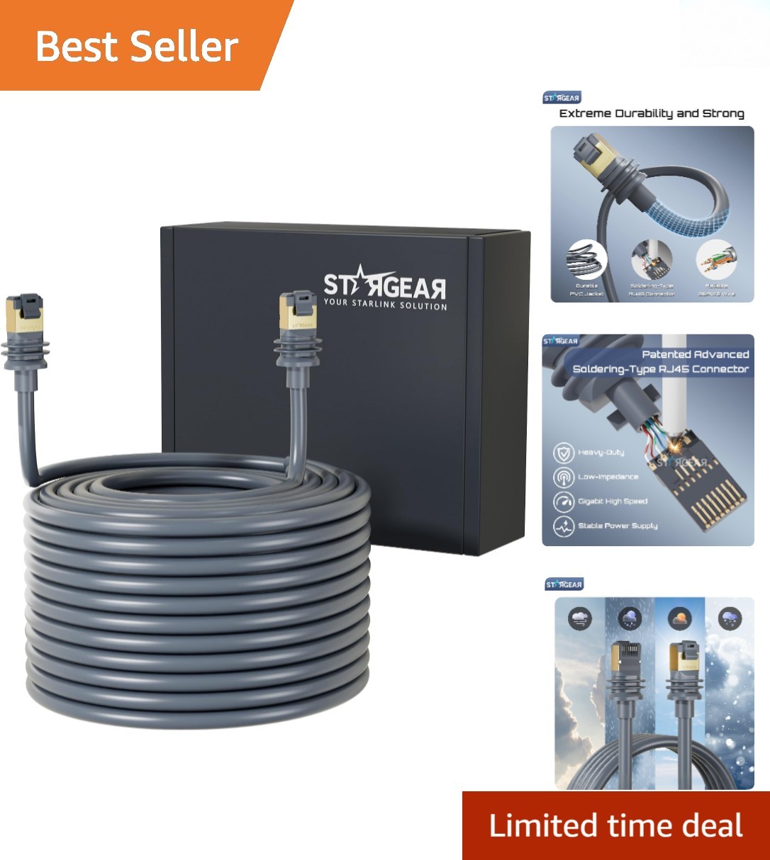 Starlink Gen 3 Ethernet Cable 16.4FT - Waterproof Cat 6 for High-Speed Internet