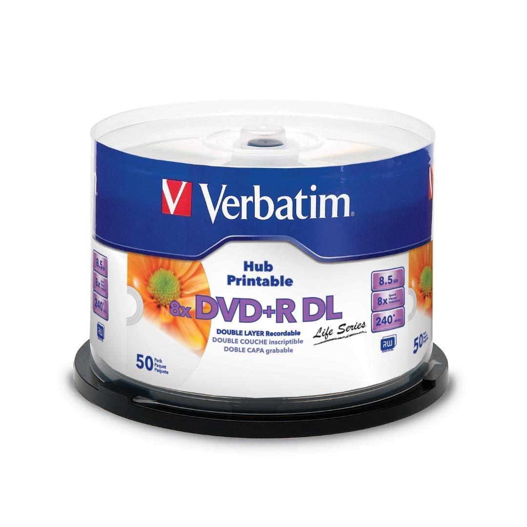 Verbatim DVD+R DL Double Layer 8.5GB 8X Life Series White 50pcs, multicolor