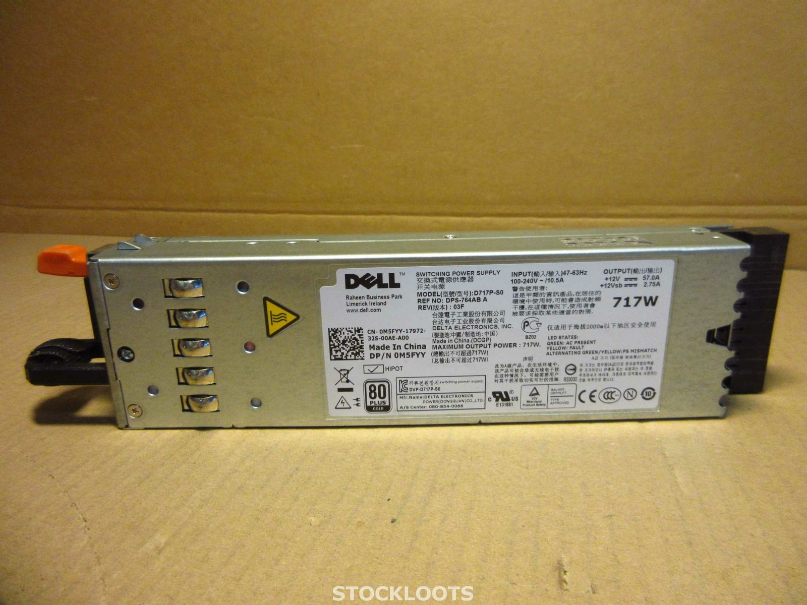 Dell M5FYY 717 Watt Redundant Power Supply For Poweredge R610 REFURBISHED NO BAG