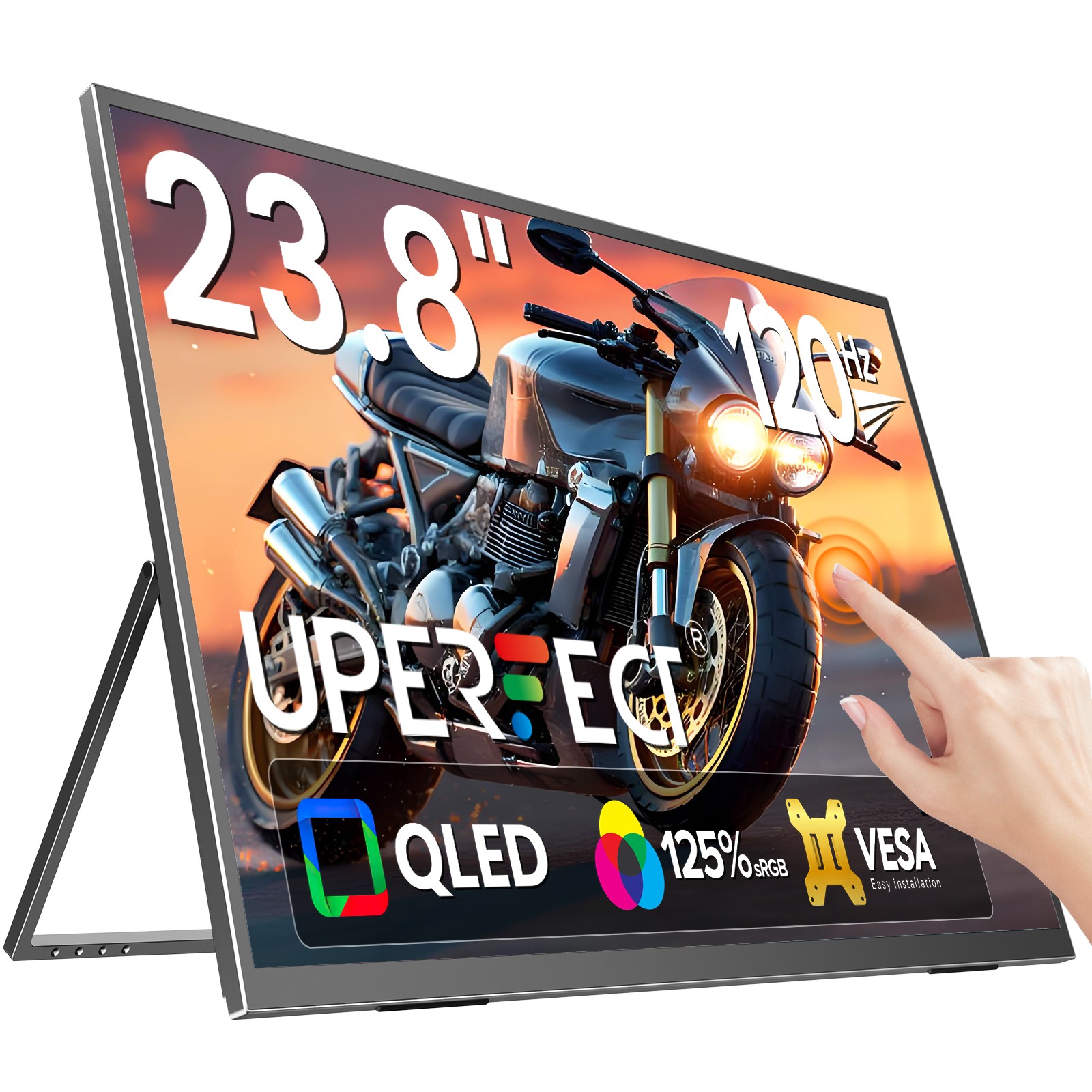 UPERFECT 23.8" QLED Gaming Monitor 120Hz Touchscreen Portable Monitor HDMI USB C