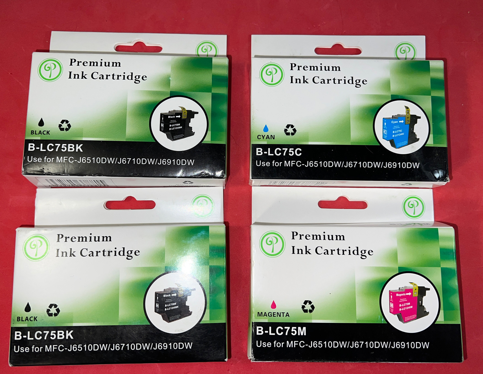 4 Green Project Premium Ink Cartridges replaces Brother LC75BK Cyan & Magenta