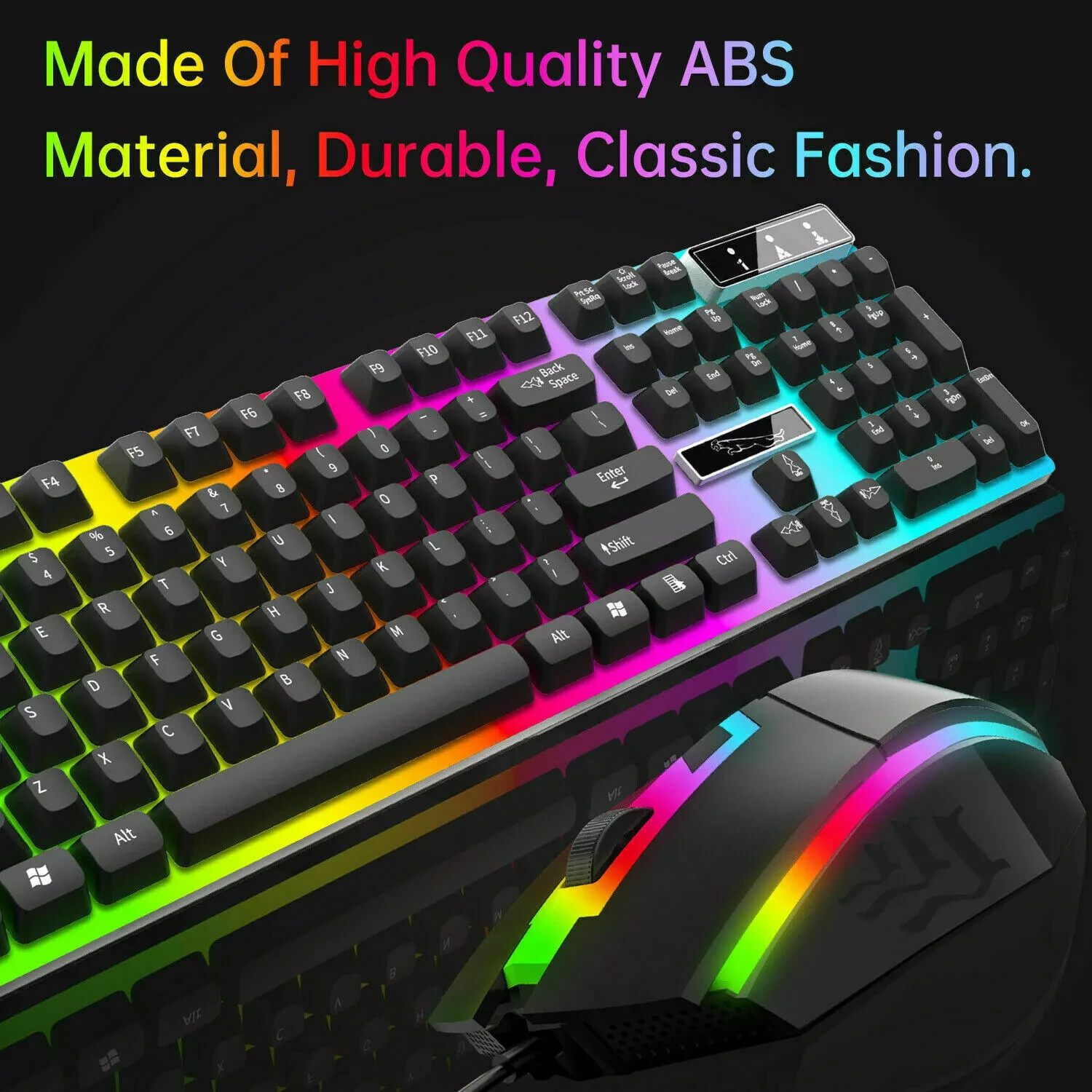 NEW 3D Teclado y Raton para PC Computadora con Luz LED mecanico Combo de 2 Pcs