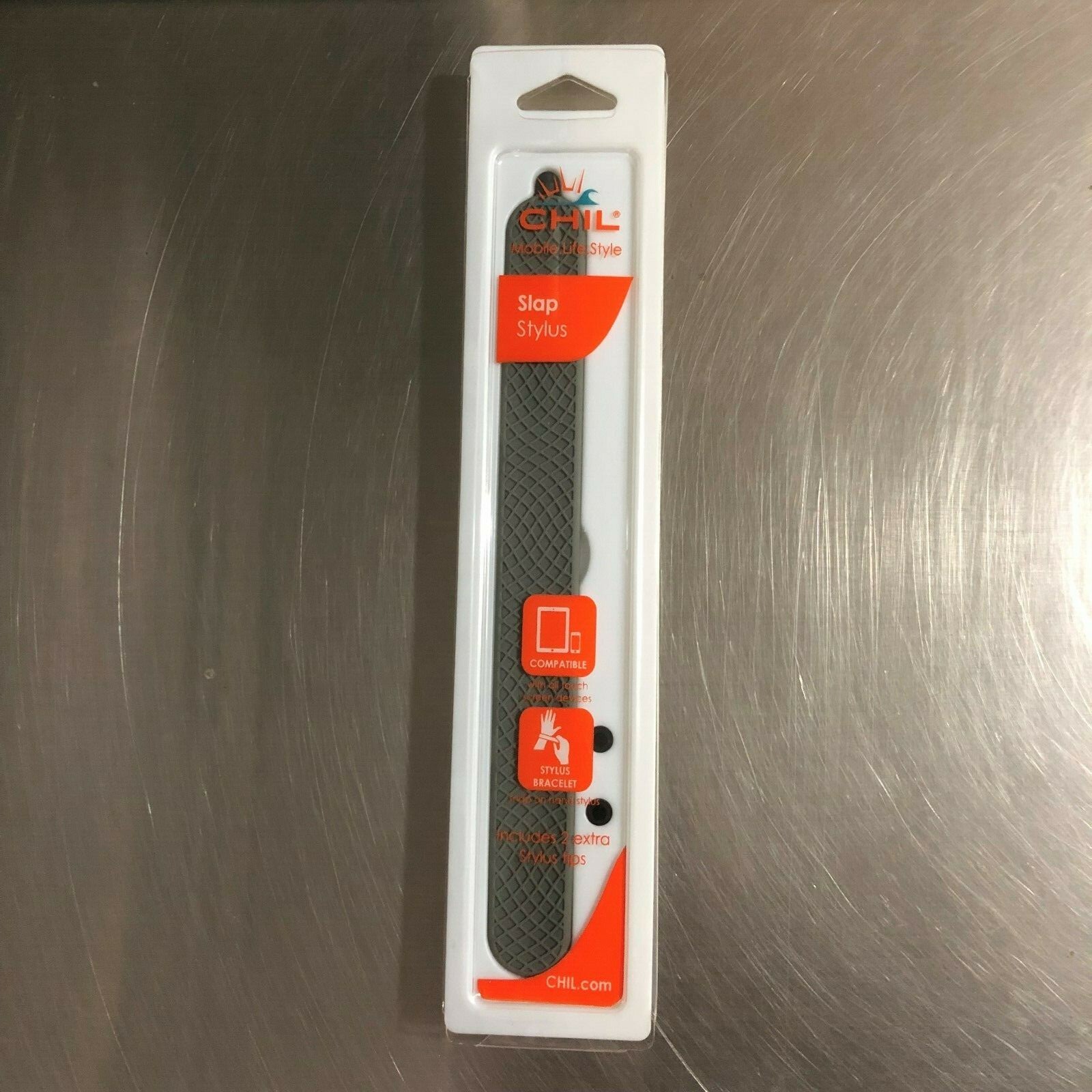 NEW CHIL 7.5" SLAP STYLUS FASHION BRACELET GREY TOUCH SCREEN PEN 0114-4948