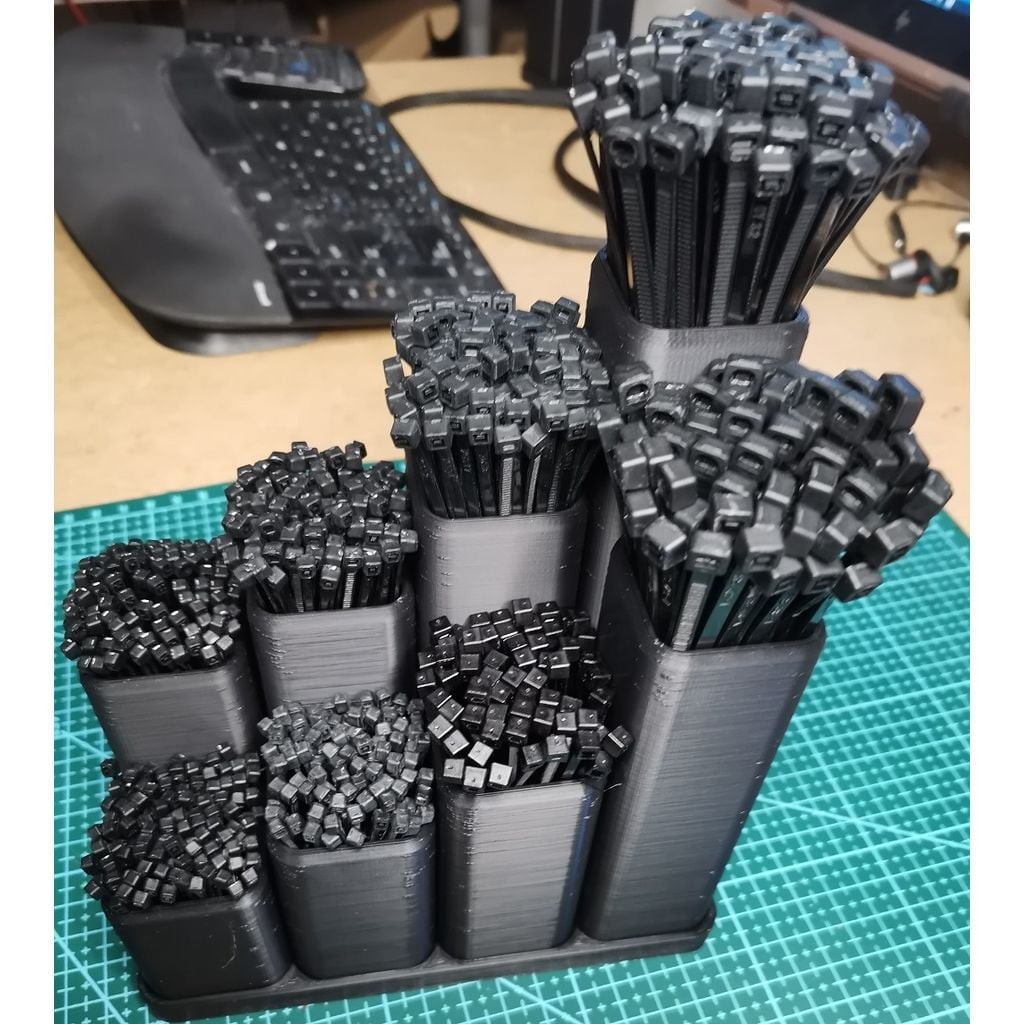 Zip Cable Ties Organizer (modular, parameterizable) 3D-Printed