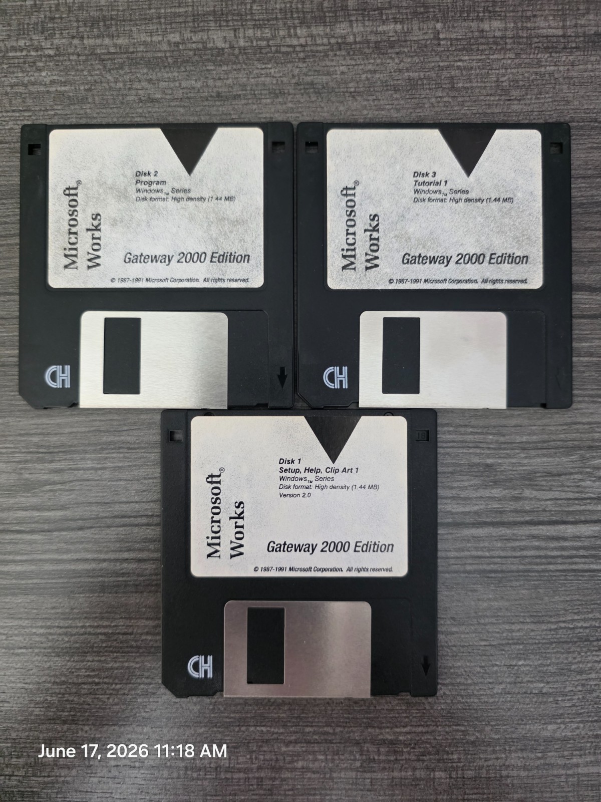 Vintage MICROSOFT WORKS Windows Series - 3 3.5" Floppy Disks 1987-1991