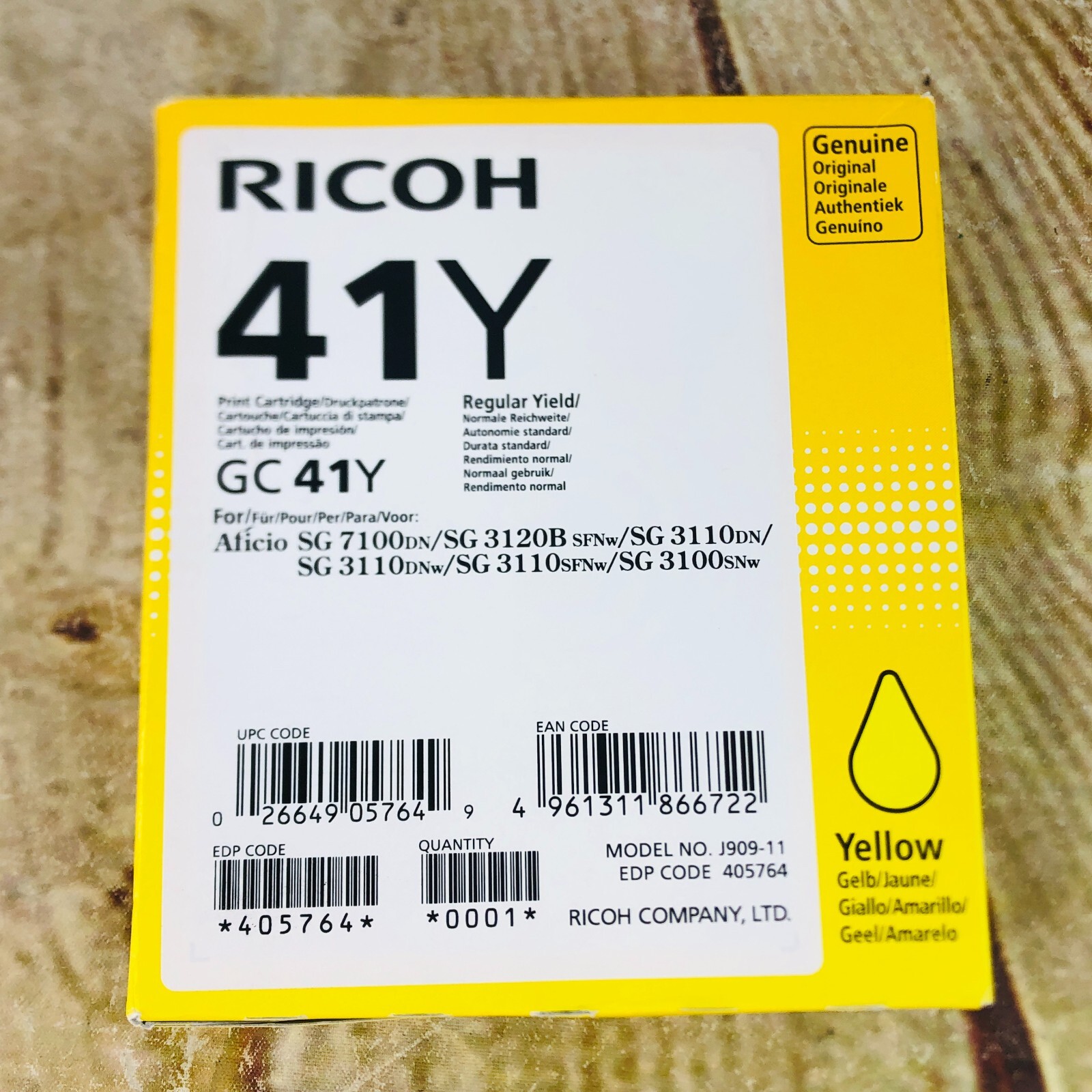 New Genuine Ricoh  41Y  Ink Cartridge 2020 exp