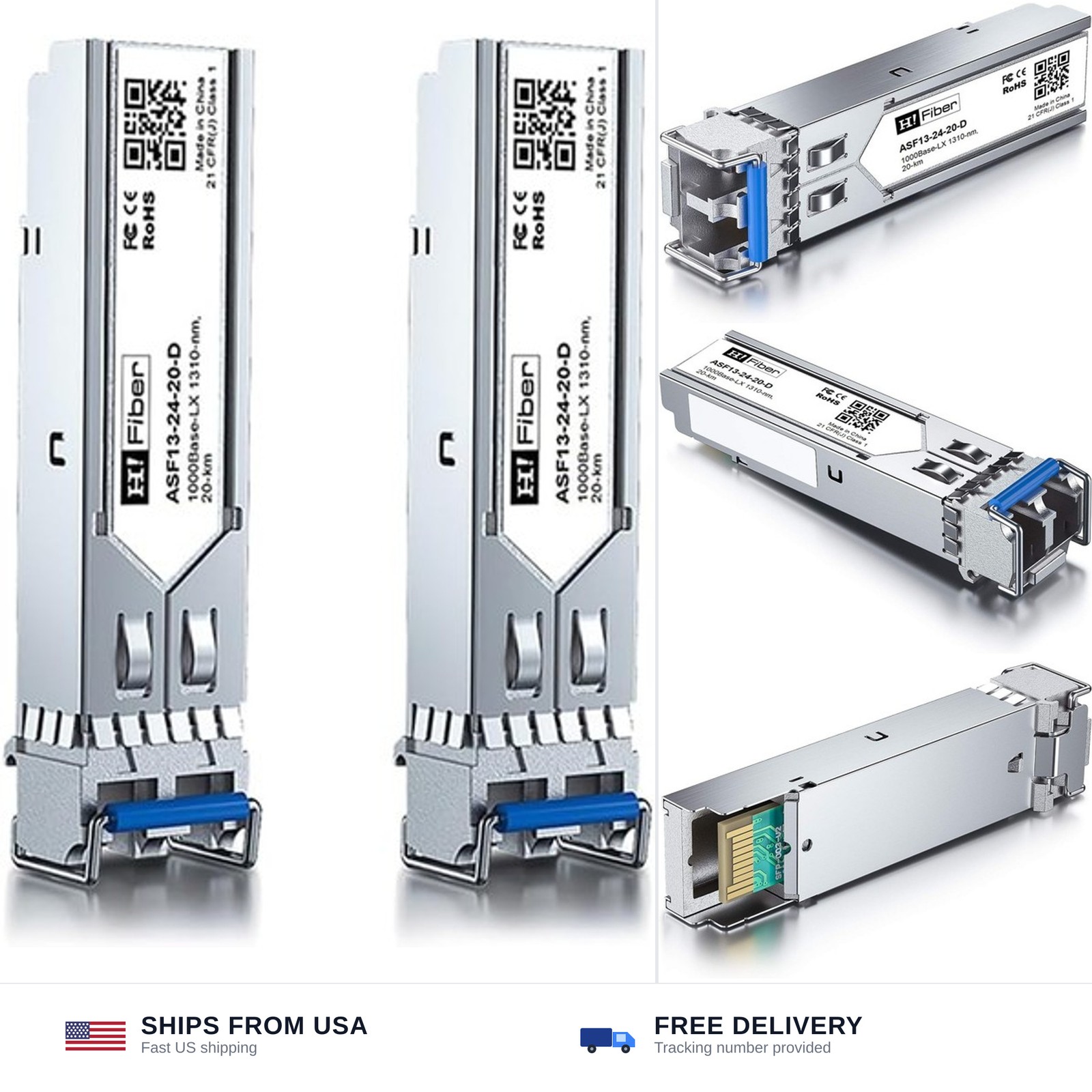 HFiber 1.25G Single Mode SFP LC Module, 1000Base-LX/LH Fiber Transceiver for...