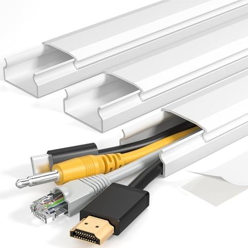 TV Cord Hider 42 Inch White Wall Cable Cover Raceway for 4 Cords Paintable Kit