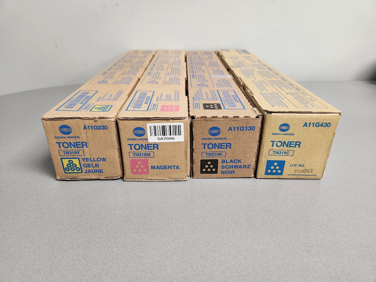 Konica Minolta TN319 Toner Cartridge Set Yellow Magenta Cyan Black