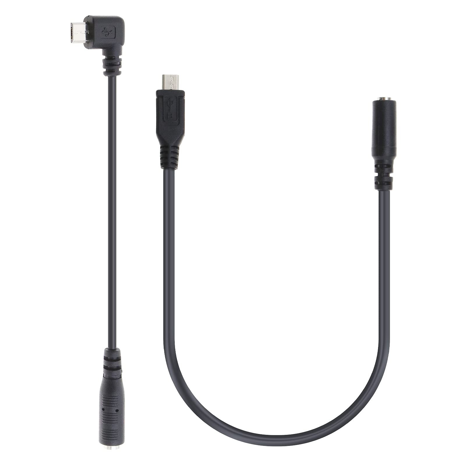 SING F LTD 2pcs DC Power 3.5mm Female to Micro USB 5pin Male Adapter Black