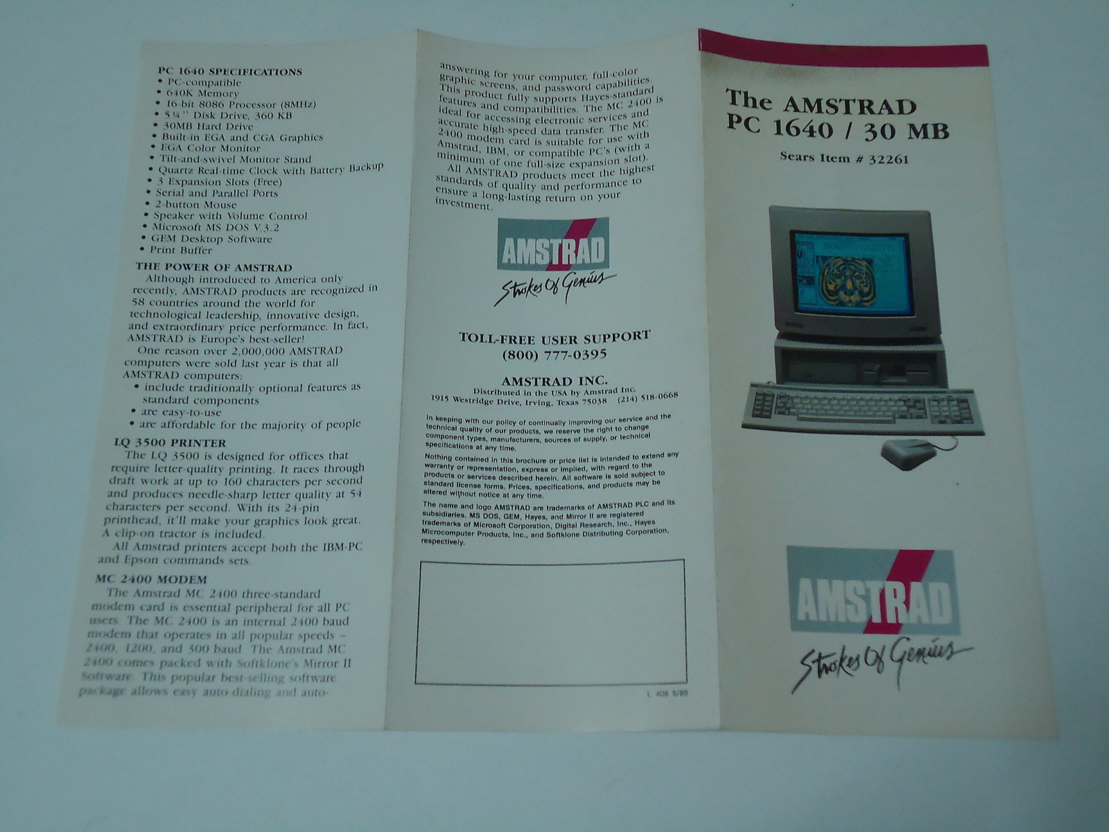Amstrad PC 1640 Computer Information Folder 1989 Vintage Booklet