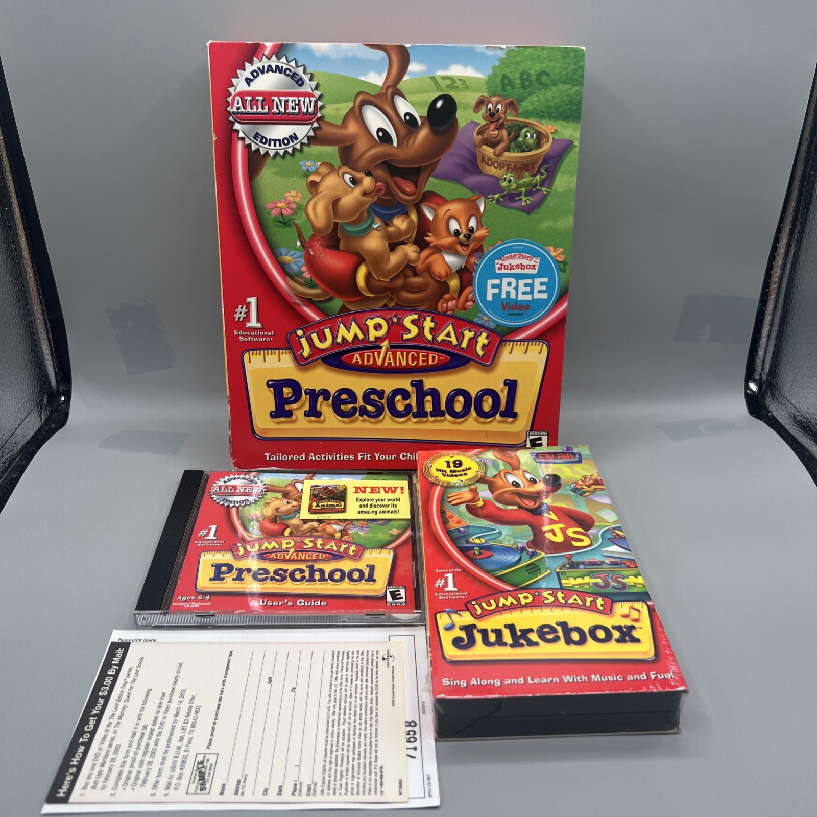 JumpStart Advanced Preschool CD-ROM 2002 Complete with Sealed Jukebox VHS Tape